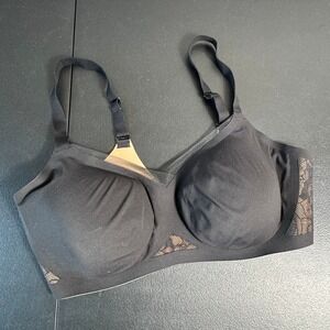 HONEYLOVE Crossover Bra Black Lace Inset Wirefree Support Size 40 C/D